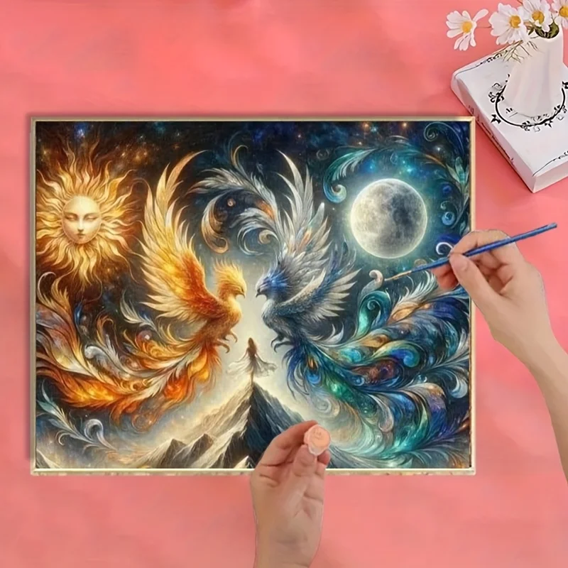 Professional Art Use 1pc Beginner-Friendly DIY Adult Paint by Numbers Kit - Includes Acrylic Paints, Canvas, 3 Paintbrushes, and