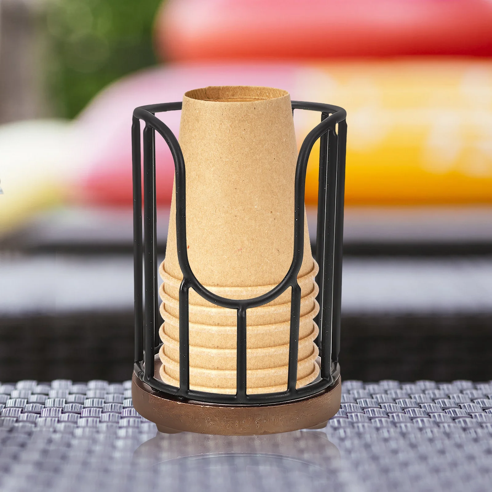 

Coffee Cup Dispenser Wooden Base Paper Cup Organizer Countertop Storage Rack Stylish Tea Shop Bar Home Party Decor