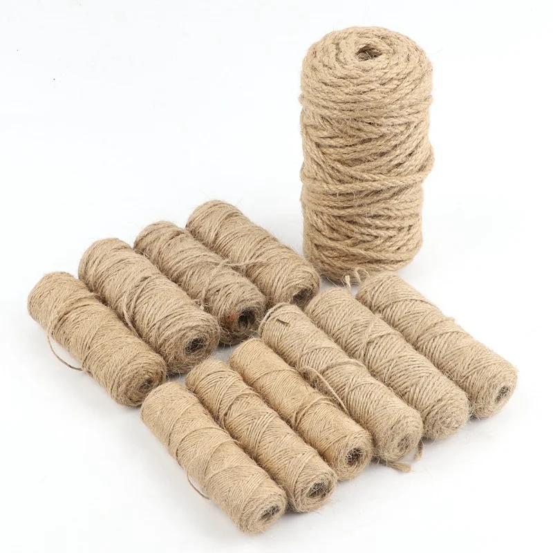 50 متر/لفة قطر 1 مللي متر حبل القنب الجوت الطبيعي ديكور المنزل ريترو ستايل Craft بها بنفسك الحرفية صور جدار الحبل هدية التفاف حبل الزخرفية