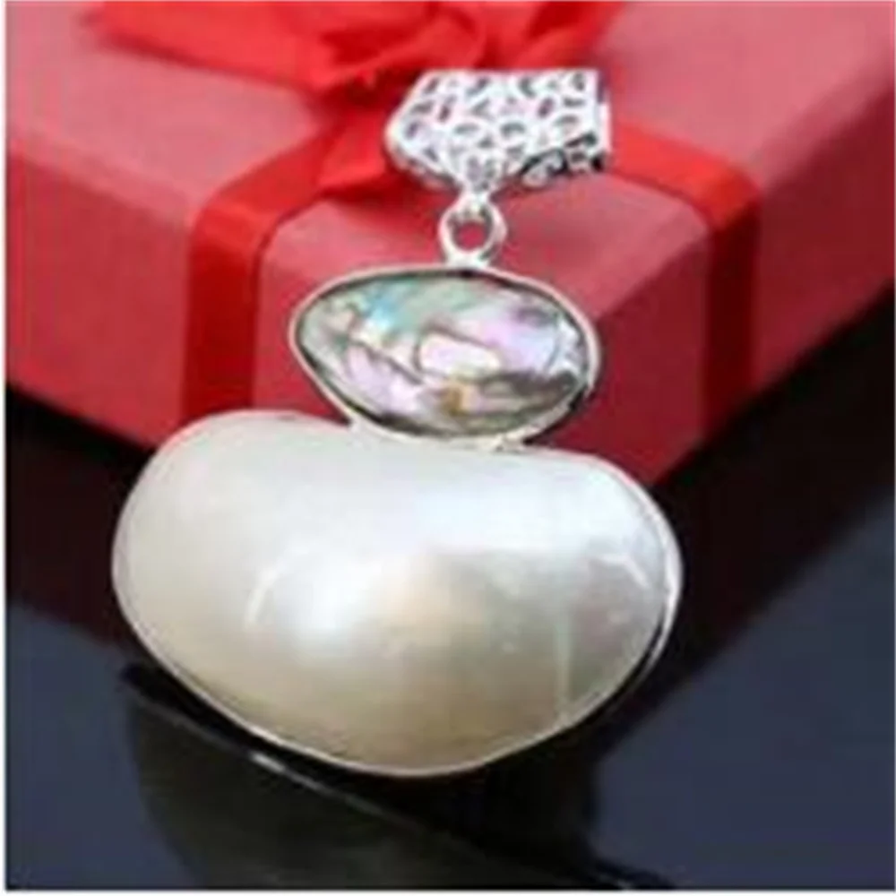 L009 Nouvelle marine blanc naturel shell nacre perle pendentif, Fit mode femelle collier DIY faire de gros