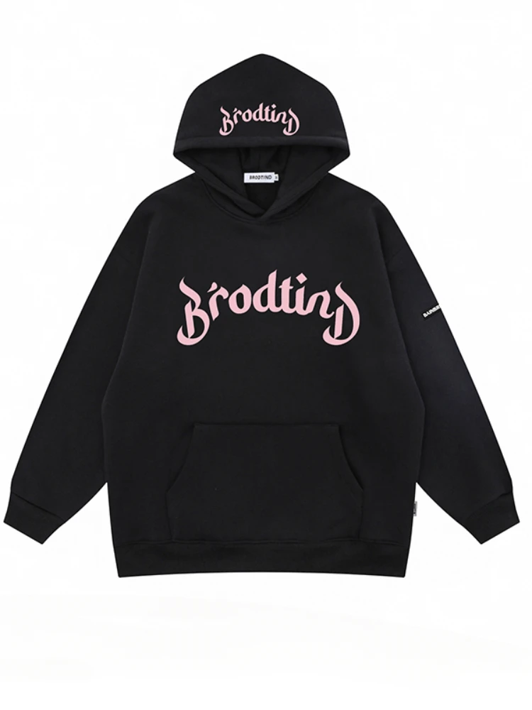 Fleece-Lined Hoodie Blue Sweater Women's Spring Autumn New Fleece-Lined Warm Autumn Winter Coat Fashion American Couple's Tops