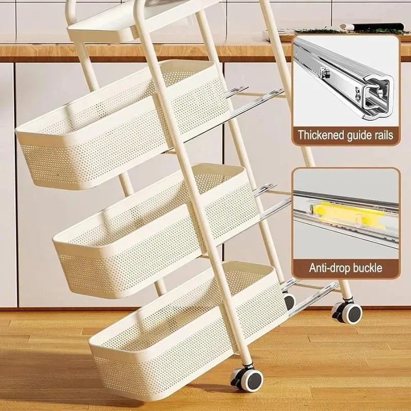 

Slim Storage with Track Pull,Bathroom Storage Organizer Rolling for Office Bathroom Kitchen Laundry Room