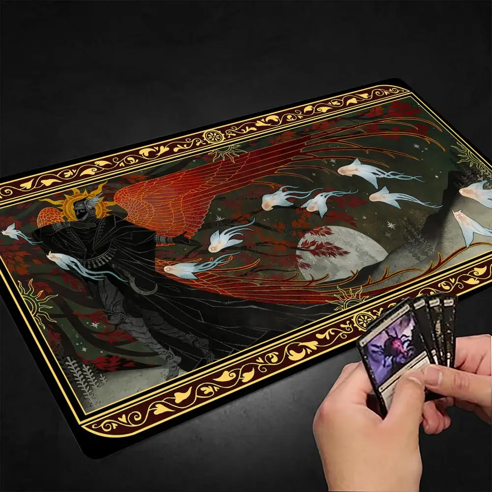 

Игровой коврик Dark Angels and Ghosts MTG для карточных игр Magic с прошитыми краями, нескользящий, прочный, для настольных игр и TCG