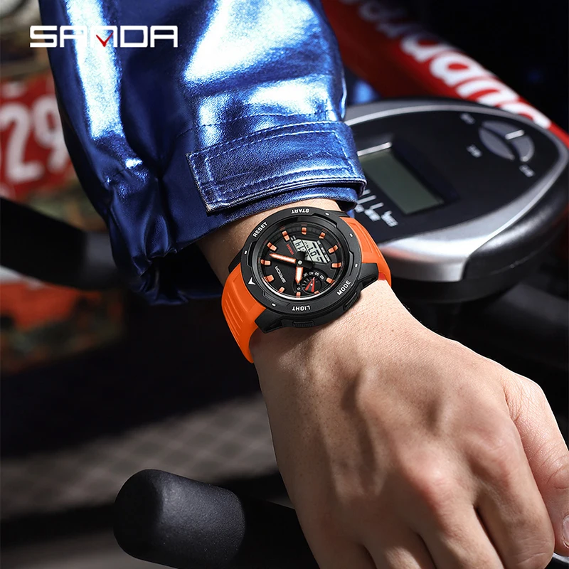 Fashion Sanda 3360 Electronic Students Multi-functional Calendar Chronograph Waterproof Luminous Male Cool Led Digital Watches