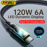 NNBILI 120W USB C to Type C Cable Phone Super Fast Charging Cable With LED lights USB A To Type-C Data Cord For huawei oppo vivo
