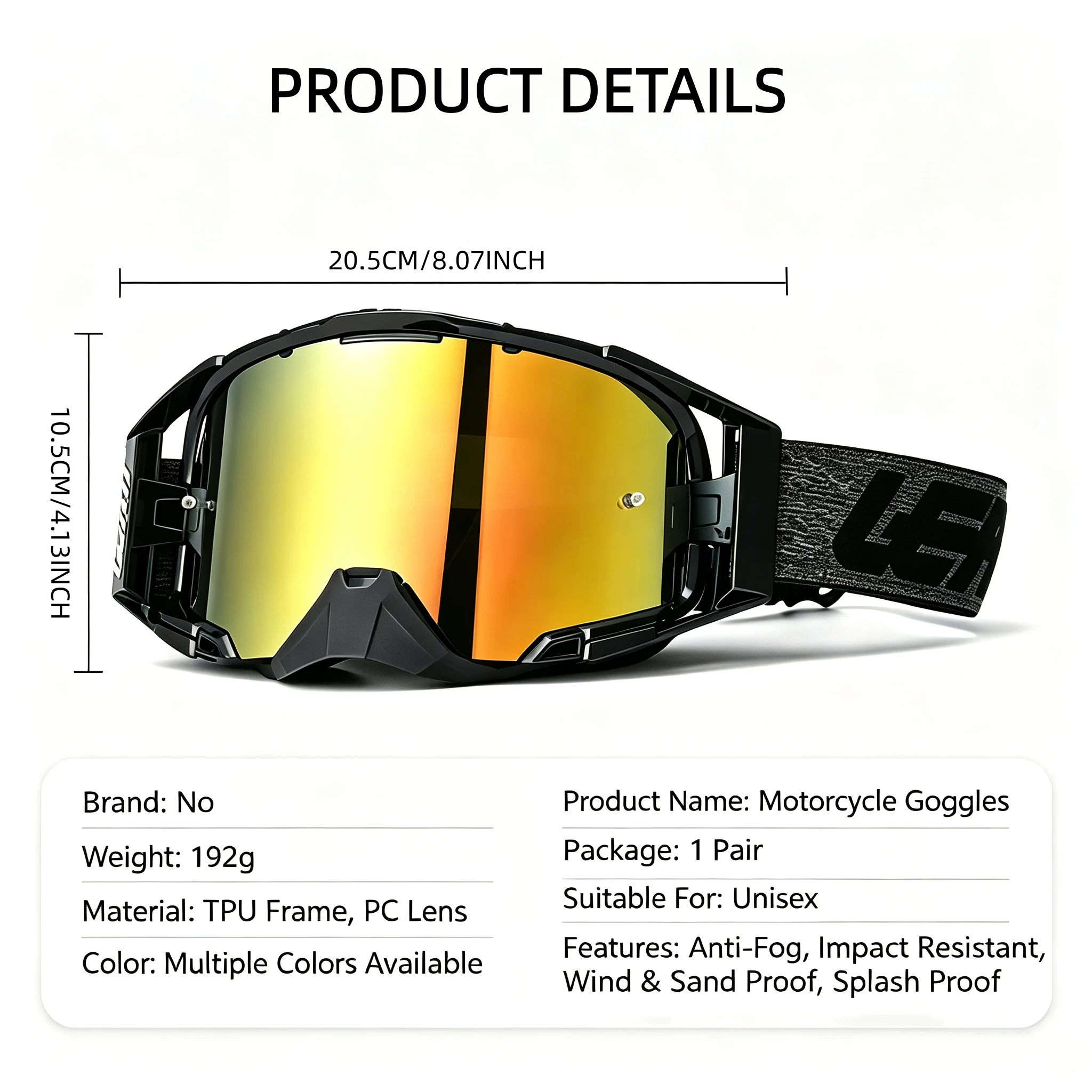 High Quality Anti-Fog Sandproof HD Motorcycle Goggles, Outdoor Sports Off-Road Riding Protective Eyewear for Helmets