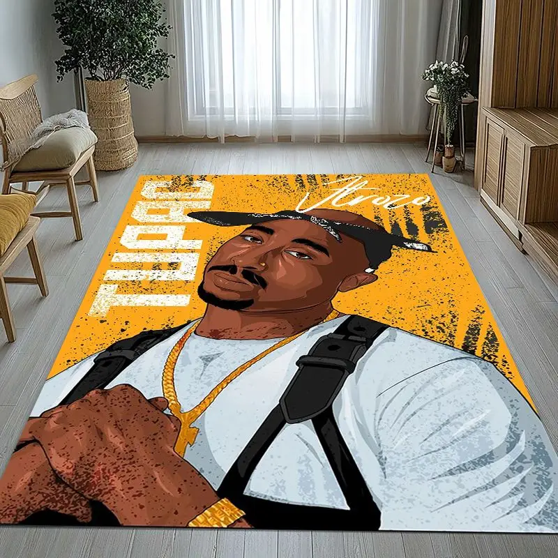 Tupac 2Pac Thug Life West Coast Rap Legend Soft Non-Slip Large Area Rug for Living Room,Bedroom Carpet Mat for Sofa,Home Decor