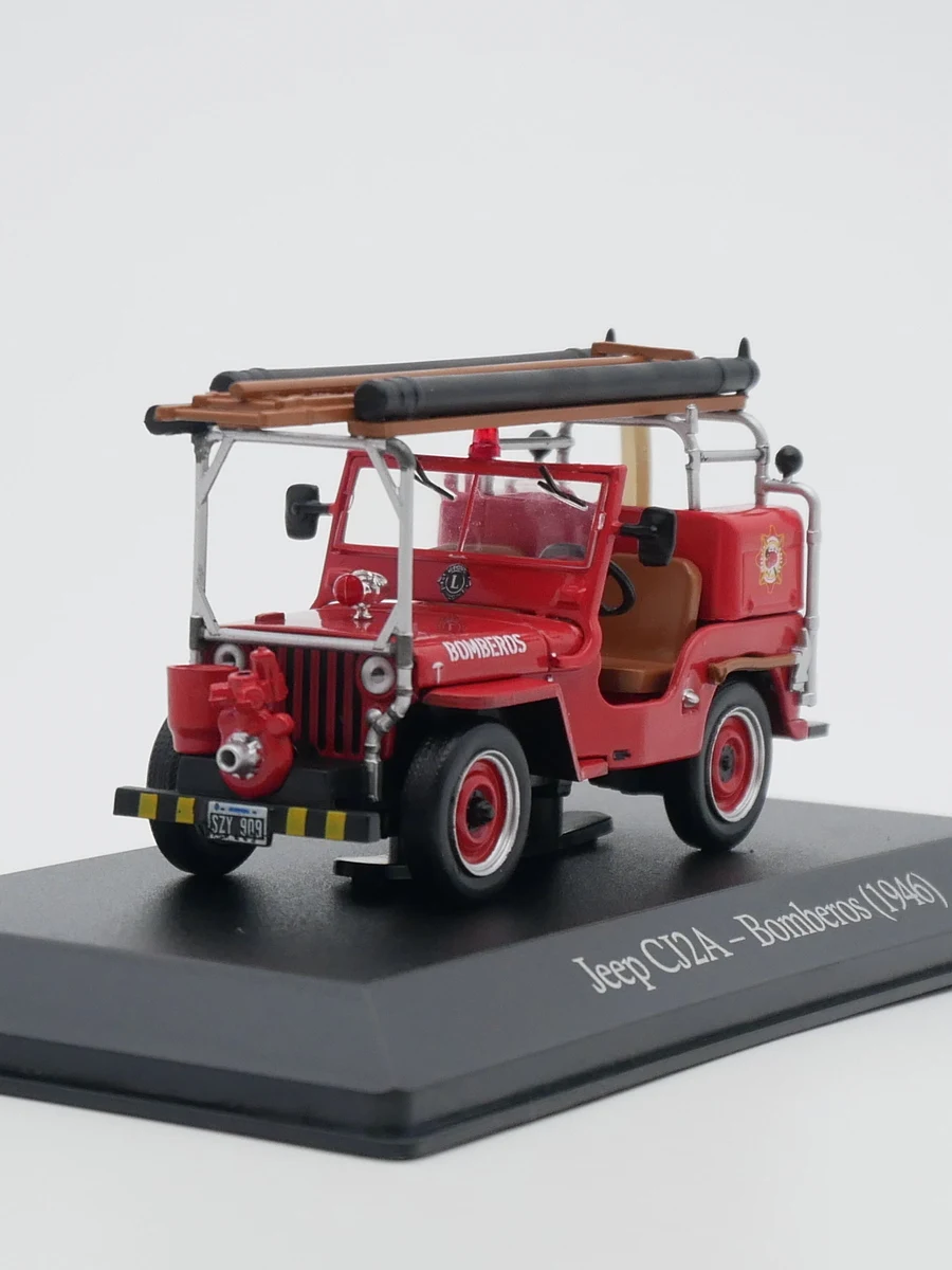 Ixo 1:43 Jeep CJ2A 1946 Argentine Fire Engine Diecast Car Model Metal Toy Vehicle