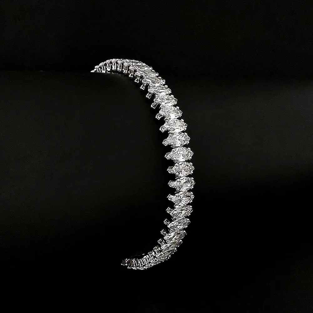 Moonso Arrival Unique Design White Green Color  Marquise Bracelet Bangle for Women  Valentine\'s Day Gift Jewelry S8250