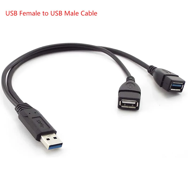 

USB 3.0 Female to Dual Male Extra Power Data Y Extension Cable Line Wire With Power Supply for 2.5-inch Mobile Hard Drives