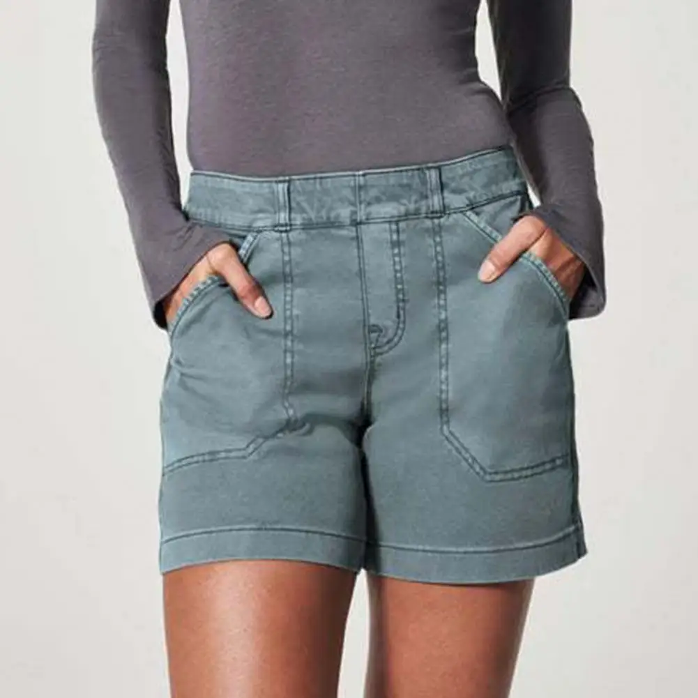 Women Cotton Shorts Breathable Summer Shorts for Women Women’s High Waist Cargo Shorts with Pockets Stretchy Pull-on Twill