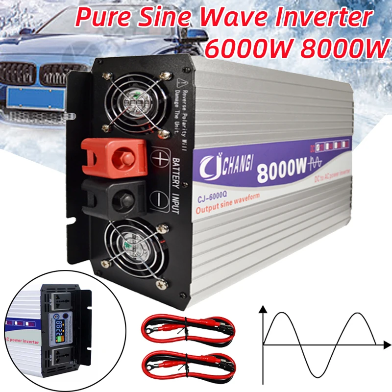 Pure Sine Wave Inverter 12v 220v 6000W 8000W DC 12V 24V 48V To AC 110V 220V Converter Solar Car Power Transformer