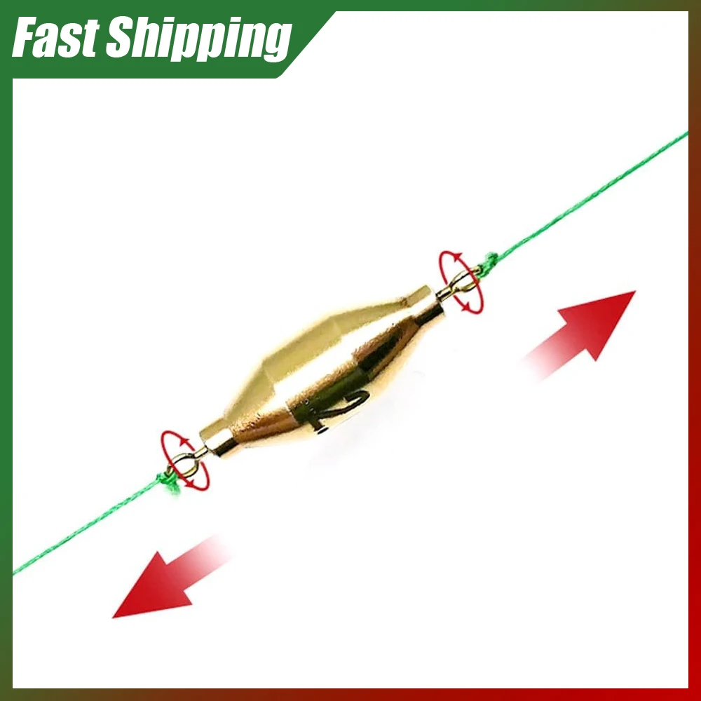 2pcs Fishing 360 Degree Rotation Brass Sinker Fishing Anti-Corrision Swivels Weight Down Sinker Fishing Tackle Tool Accessories