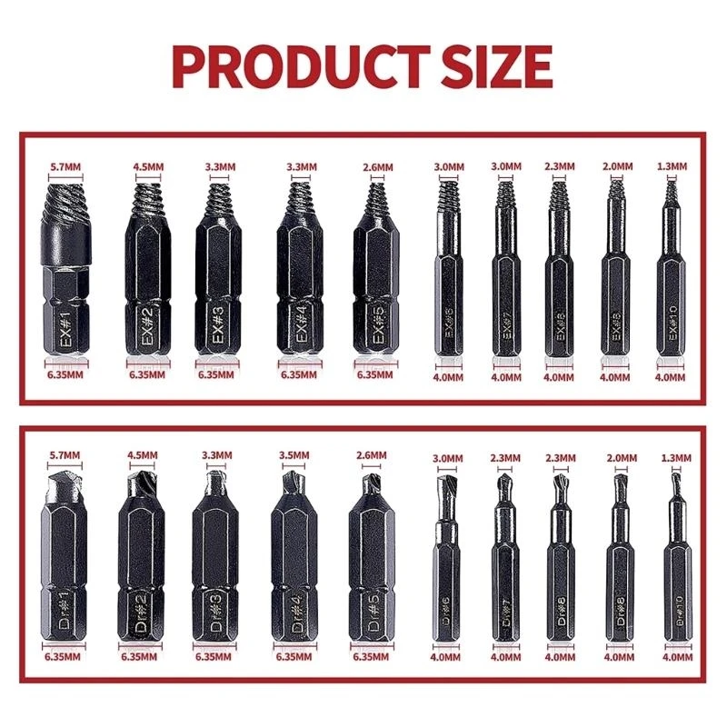 A2UD 22pcs أضرار طقم مستخرج اللولب