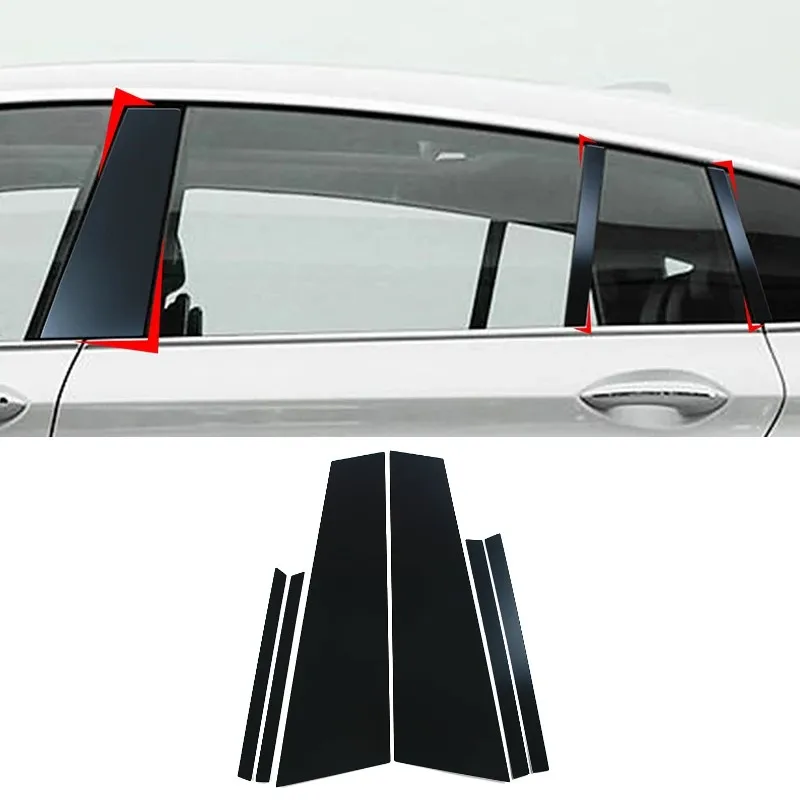For BMW 5 Series GT 2010-2017 Car Door Window Pillar Trim Strips Side Column Sequins Cover Acrylic Stickers Exterior Accessories