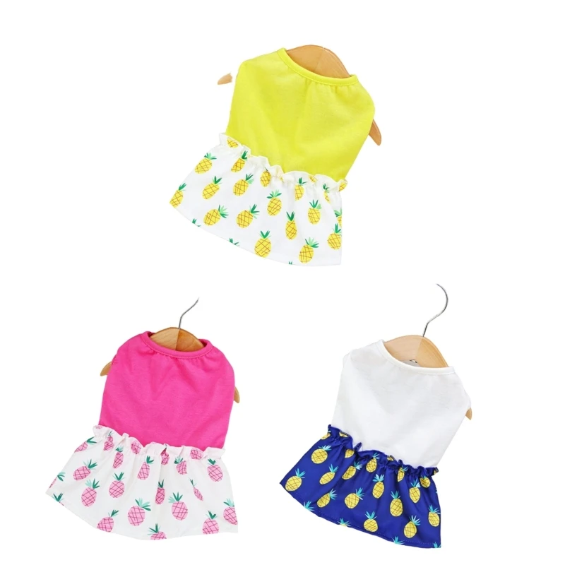 Puppy Dress Skirt Dog Beach Skirt Flouncing Pineapple Dress Beach Puppy Dog and Cats on Pineapple Holiday Wedding