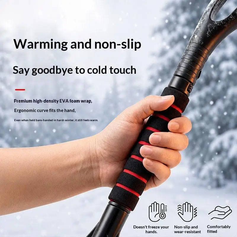 2-in-1-Autobürste und Eiskratzer, Autobürste, ergonomischer Schaumstoffgriff, Fenster-Eiskratzer, Schneereiniger für Auto und SUV. – Detail 5