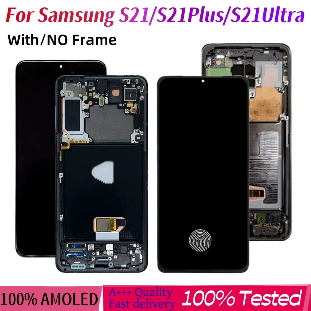 Super AMOLED S21 Ultra G998F LCD For Samsung Galaxy S21 Plus G996B G996U LCD Touch Screen With Frame S21 5G SM-G991B Display