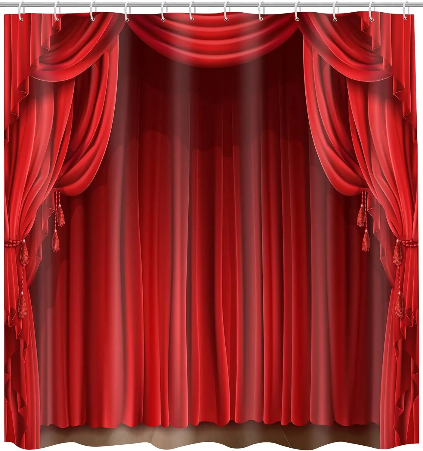 

Classic Theatre Stage Shower Curtain, Antique Red Curtain Vintage Background, Festive Home Decor