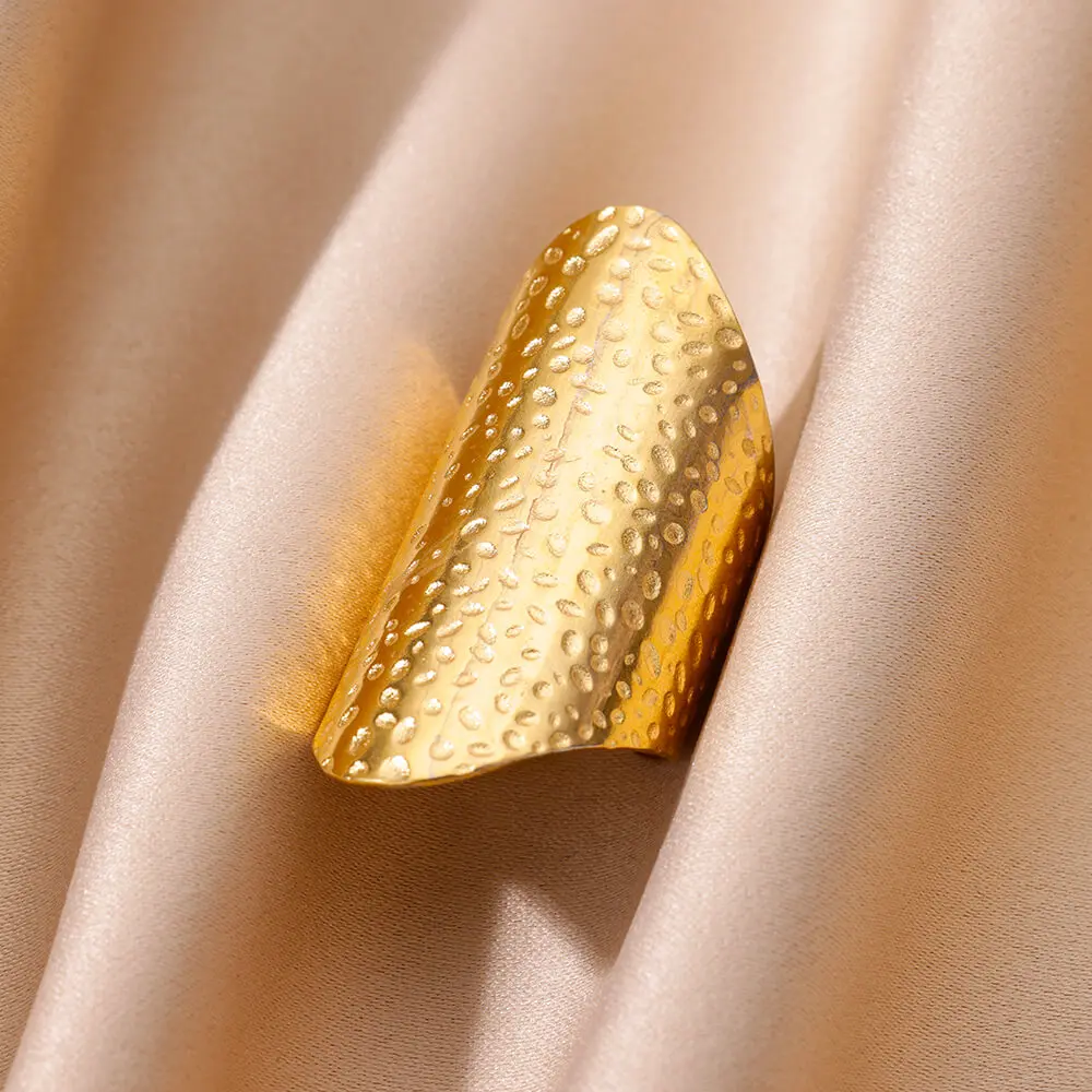 Edelstahl Chunky Breite Ringe Für Frauen Vintage Gold Farbe Geometrische Open Finger Ring Mode Minimalistischen Schmuck Geschenk Femme