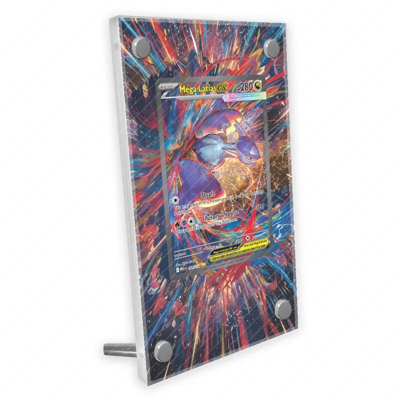 Pantalla artística para tarjeta de Pokémon Mega Latias Cobalion, colección de juegos de Anime, regalos de arte expandibles, funda protectora acrílica, llavero de juguete