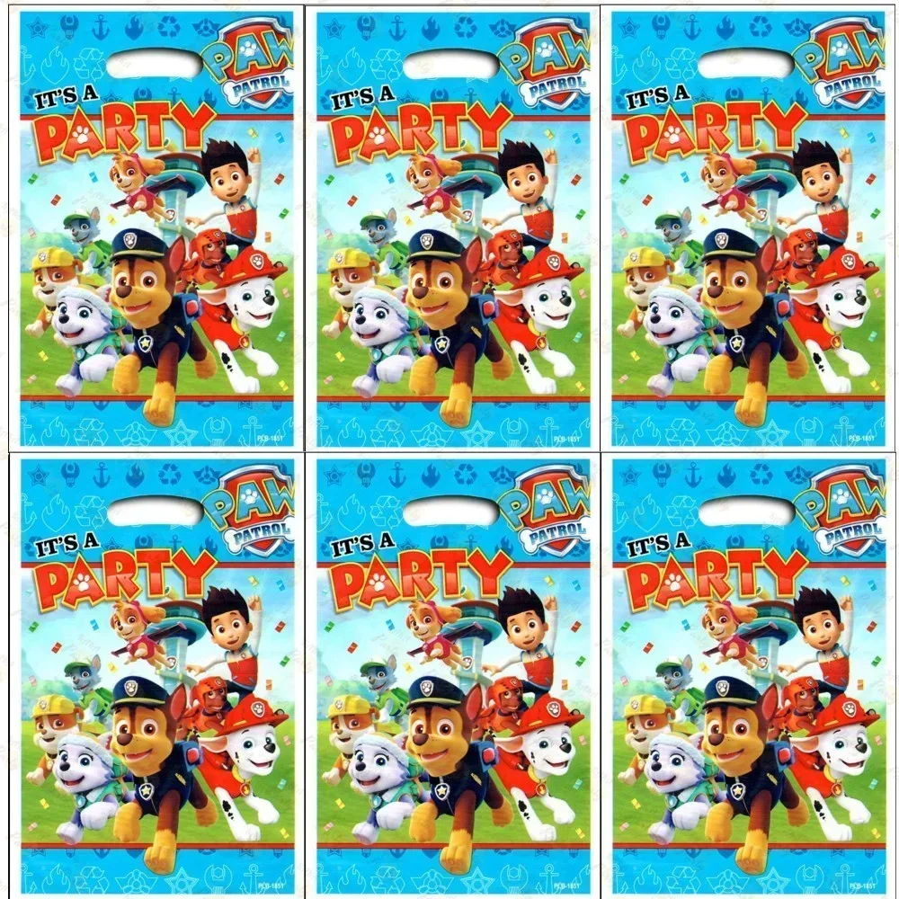 Paw Patrol Cute Cartoon Baby Shower Party Favor Gift Bags Candy Bag Handle Gift Bags Paw Dogs Themed Birthday Party Decoration