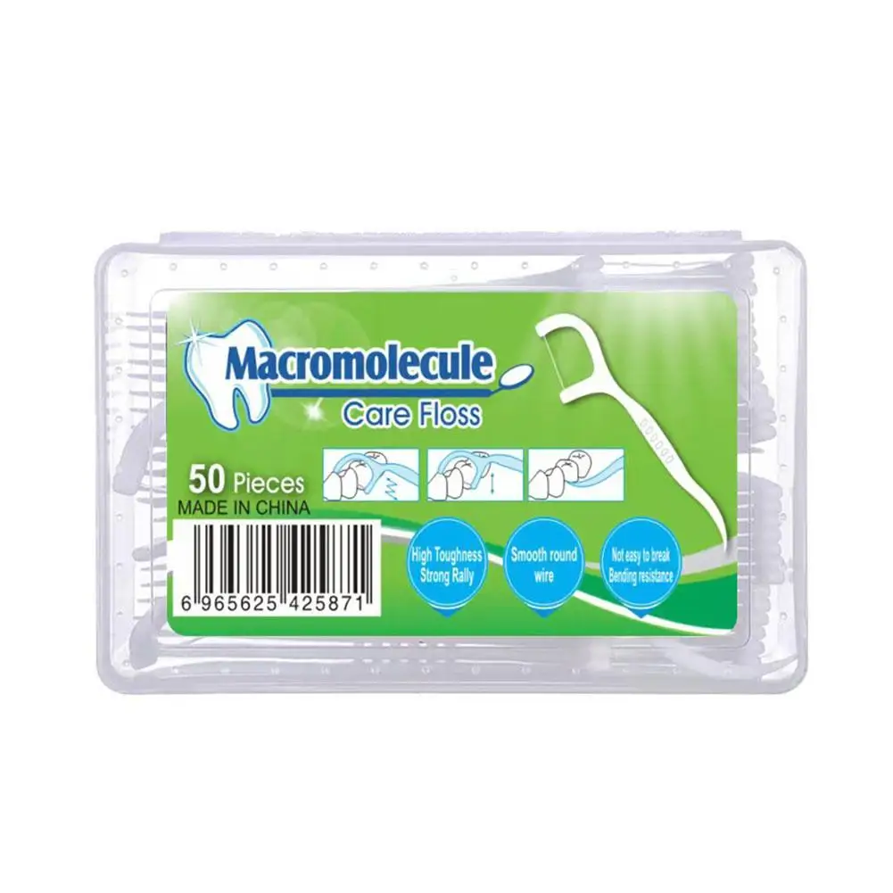 ไหมขัดฟันแบบใช้แล้วทิ้ง50ชิ้นไม้จิ้มฟันขัดฟันด้วยด้ายอุปกรณ์ทำความสะอาดทันตกรรมสำหรับ Q7i4รักษาสุขอนามัยช่องปาก