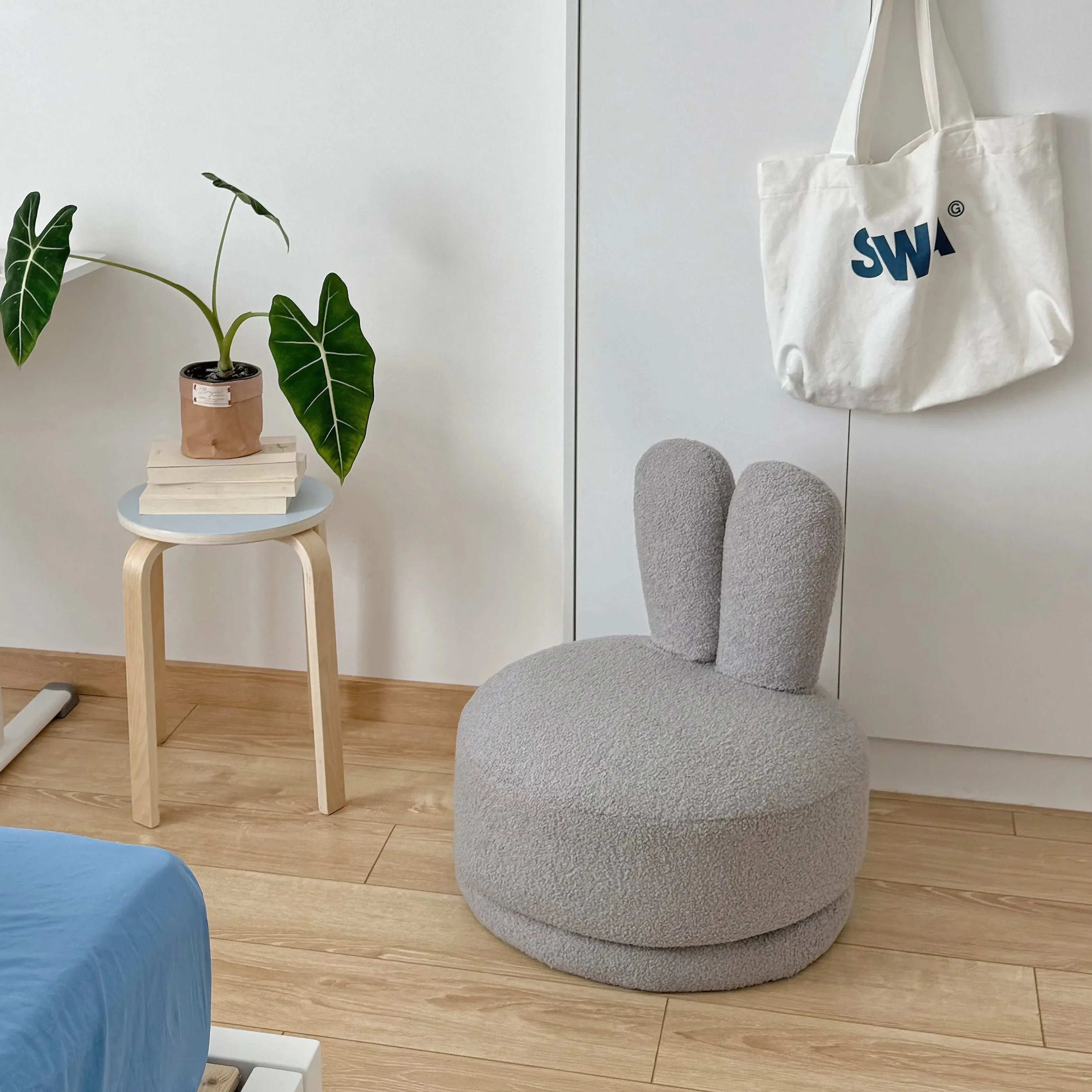 أريكة تغيير الأحذية المنزلية للقراءة، مسند ظهر صغير قابل للدوران، كريمي للرياح #4