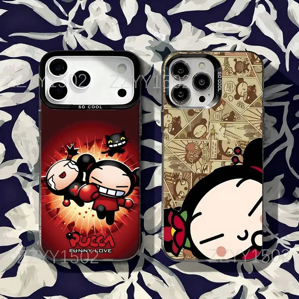 

Cute Pucca Garu Red for iPhone 17,16,15,14,13,12,X,8,Pro,Max,Plus,SE4,Air,Mini Anti-Slip Design Black IMD Matte Case