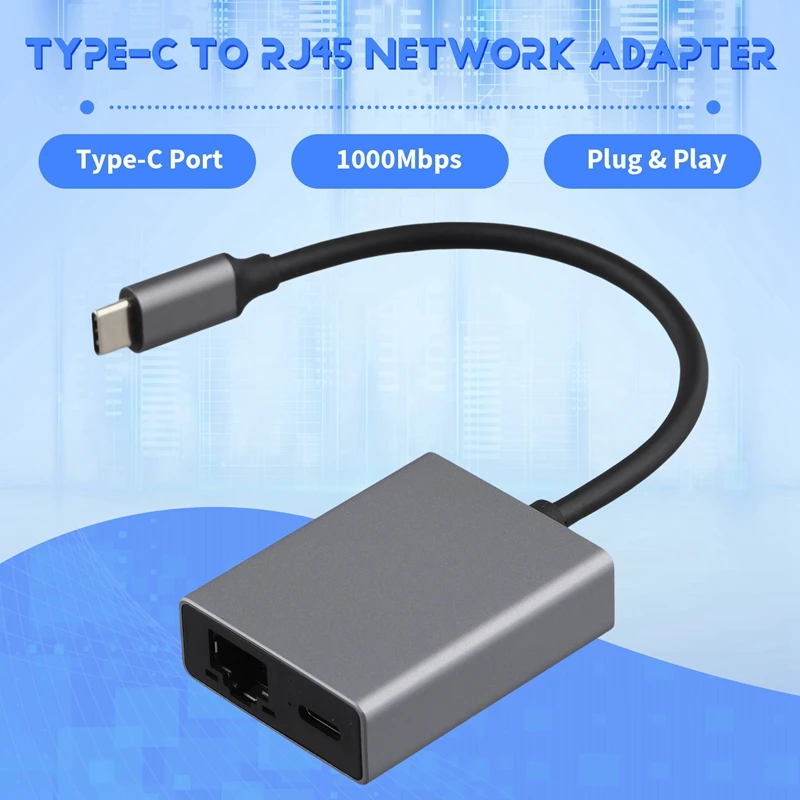 노트북 태블릿용 외부 네트워크 카드 이더넷 어댑터, 크롬캐스트 4K 구글 TV 스틱용, USB C 타입-RJ45, 1000Mbps