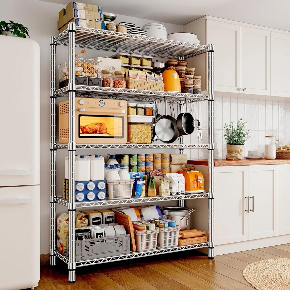 

5-Tier Wire Shelving - Heavy Duty Metal Shelves for Loads up to 1200LBS, Adjustable Garage & Pantry Storage, 71H X 35.5W X 14D