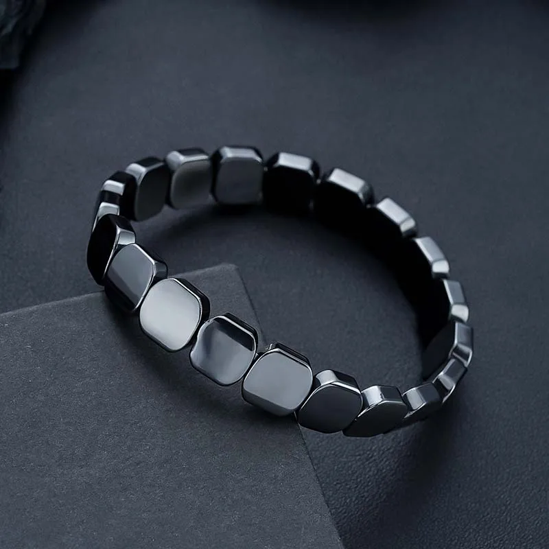 Minimalistisches Gesundheits-Hämatit-Armband für Männer und Frauen, natürlicher Hämatit-Stein, Perlenarmband, Stretch-Heilarmbänder, Geschenkschmuck – Detail 6