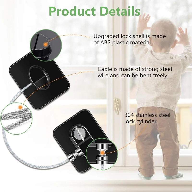 2/4/6 Stück Kühlschrankschlösser für Kinder mit Schlüsseln, selbstklebendes Baby-Sicherheitsschloss für Tür, Fenster, Schublade, Küchengerät, Toilette – Detail 11