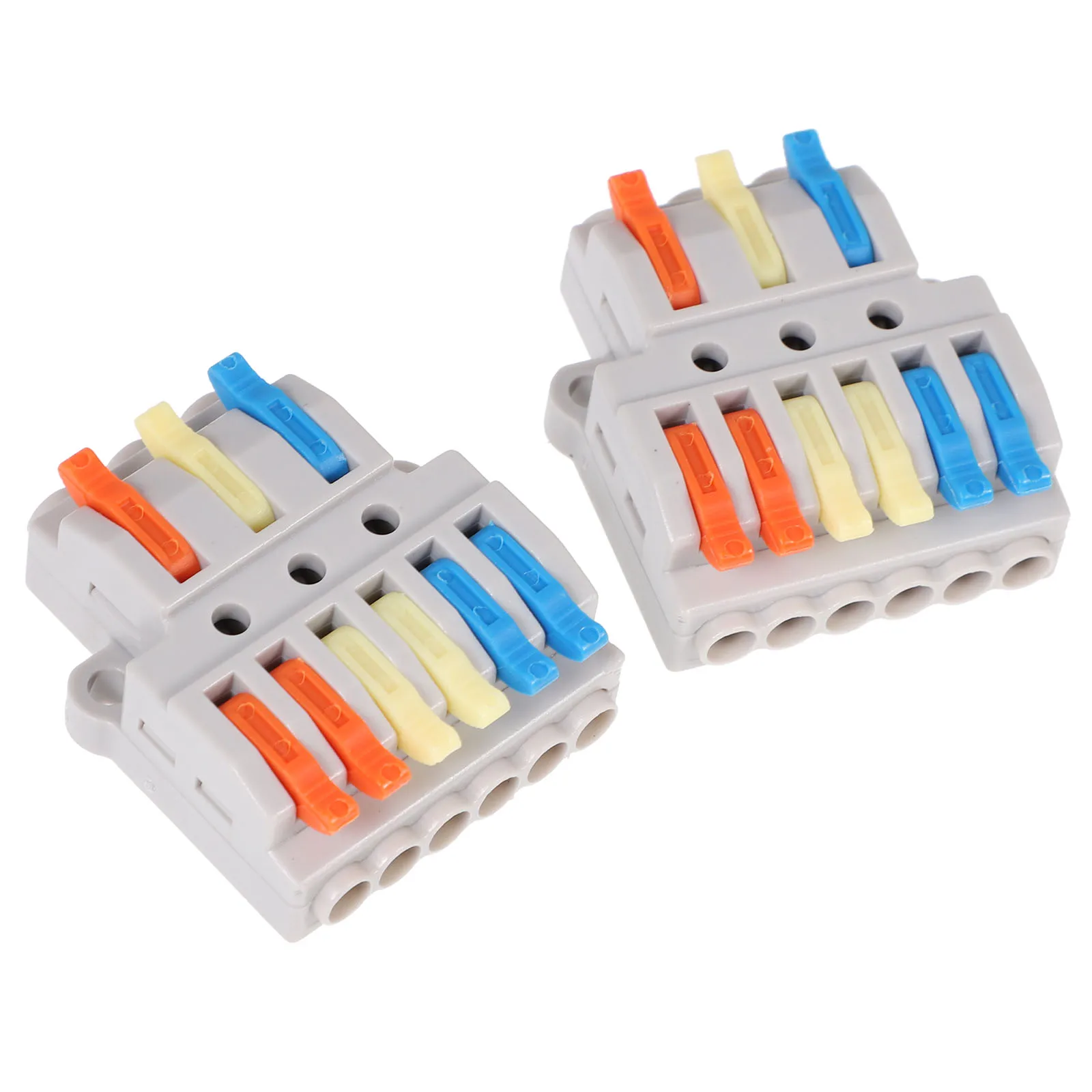 

2pcs Nylon Copper Lever Wire Connectors Long Life Insulation Auto Electrical Connectors Plug Play No Tools 3 In 6 Out