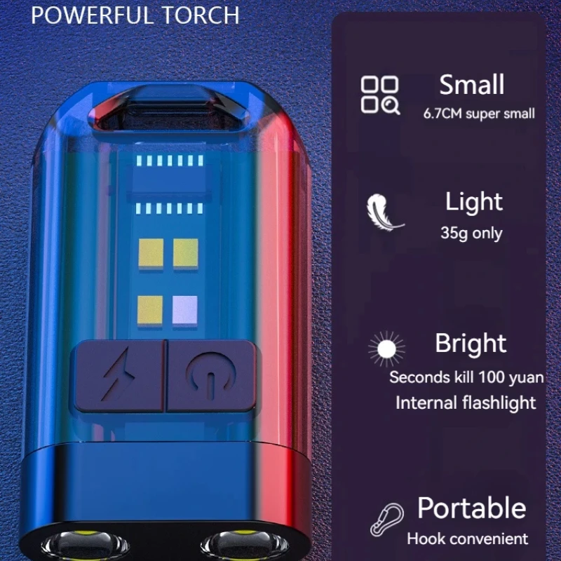 Mini Flashlight Super Bright Camping Torch 9 Modes Cap Clip Headlamp Portable Keychain Bag Light Emergency Magnetic Work Light