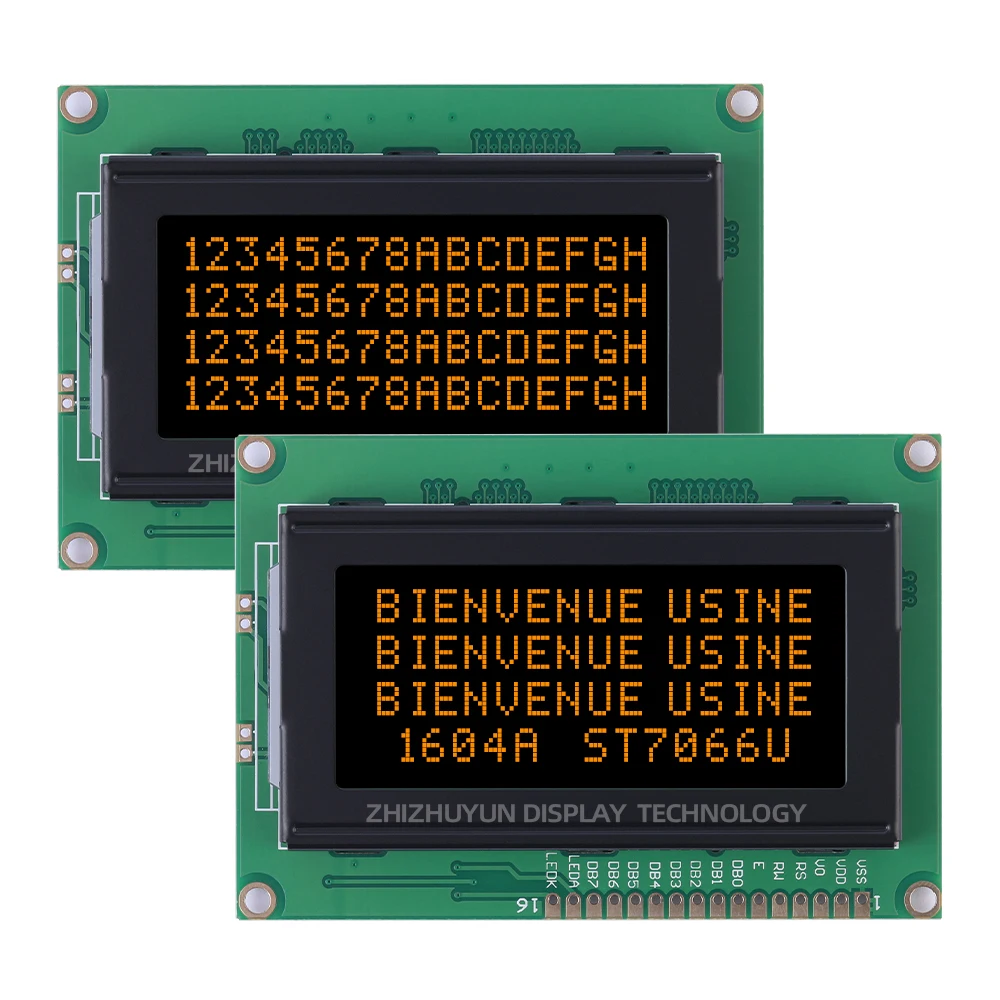 Módulo LCD de caracteres europeos, pantalla Industrial de 16x04, LCM, matriz de puntos, BTN, película negra, texto blanco, 1604A, 3,3 V