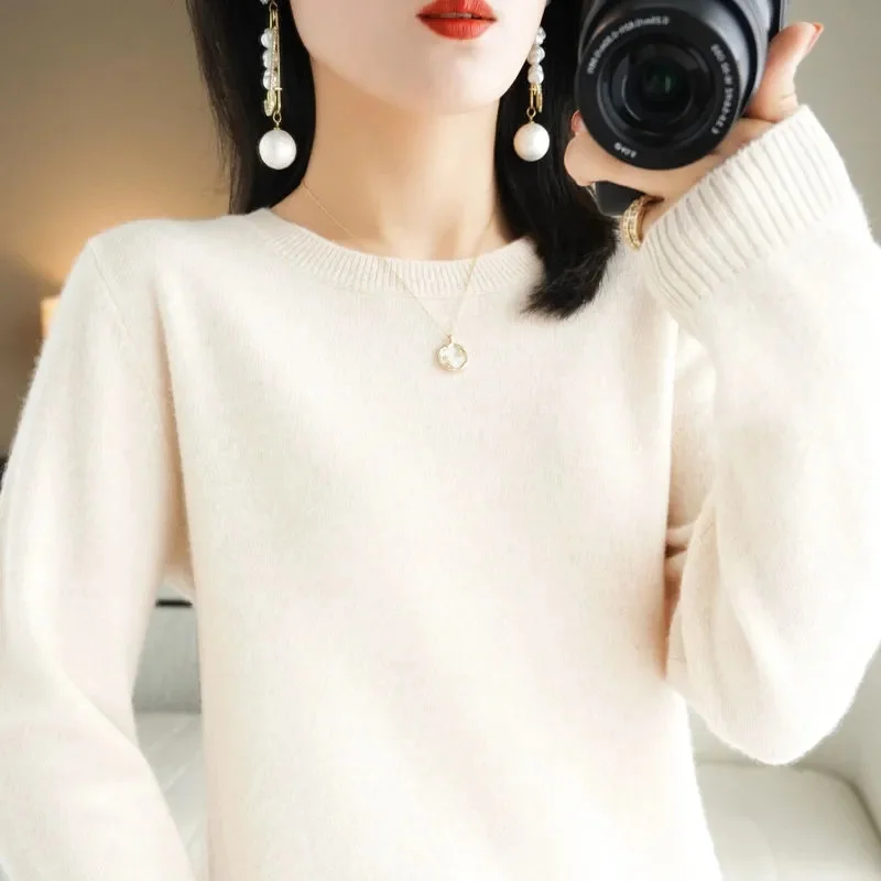 2023 New Autumn Winter Sweater Women O-neck Long Sleeve Knitwears Warm Pullovers Jumper Fashion Sweaters Bottoming Shirts