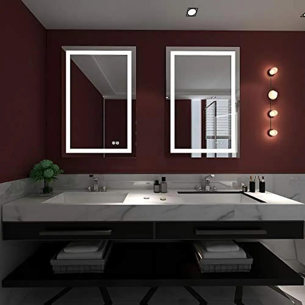 Dimmable LED Bathroom Vanity Mirror Anti-fog & Memory Touch Switch 6500K Energy Saving Easy Installation High Lumens