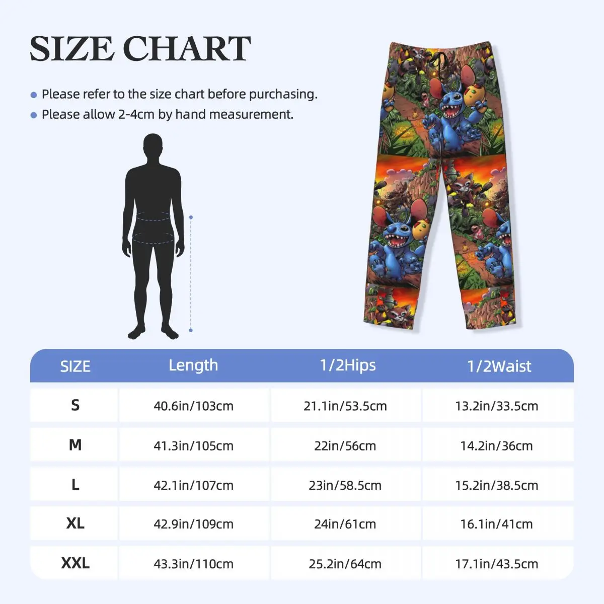 Custom Cartoon Stitch Pajama Pants for Men Sleepwear Lounge Sleep Bottoms Stretch with Pockets