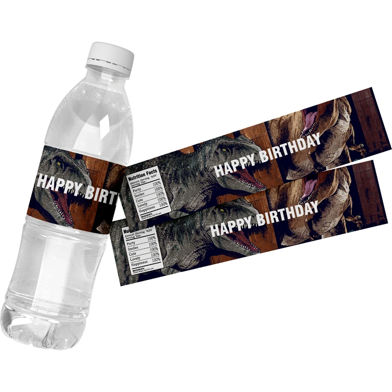 24Pcs Jurassic World Water Bottle Labels Naklejki Happy Birthday Party Decor Baby Shower Dinozaury Motyw opakowania Etykiety Naklejki