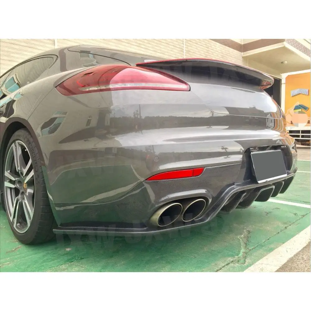 JXWANCF Carbon Fiber Rear Bumper Diffuser Lip For Porsche Panamera 970 GTS Turbo S Hatchback Facelift 2014 - 2016 Rear Diffuser