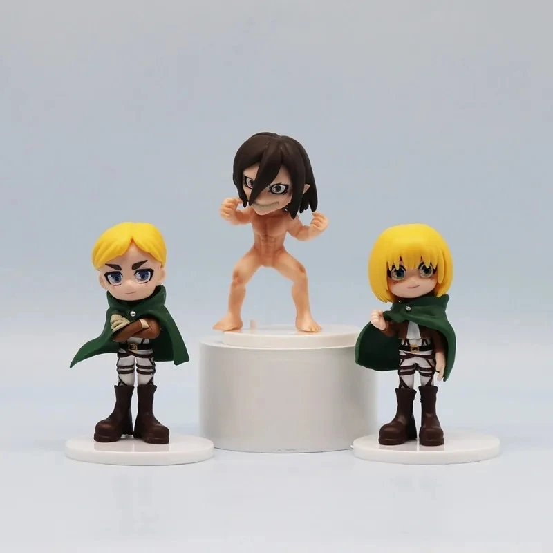 6 pçs/set Attack on Titan Anime Eren Levi Hange Zoe Erwin Smith Mikasa Ackerma PVC Action Figure Modelo Toy