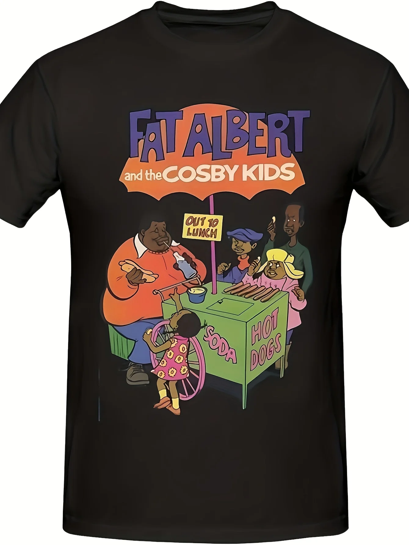 Рубашка Fat Movie Albert Мужская футболка с круглым вырезом и коротким рукавом Модная футболка с принтом Крутой повседневный топ черного цвета. Хлопок 220г.Плюс