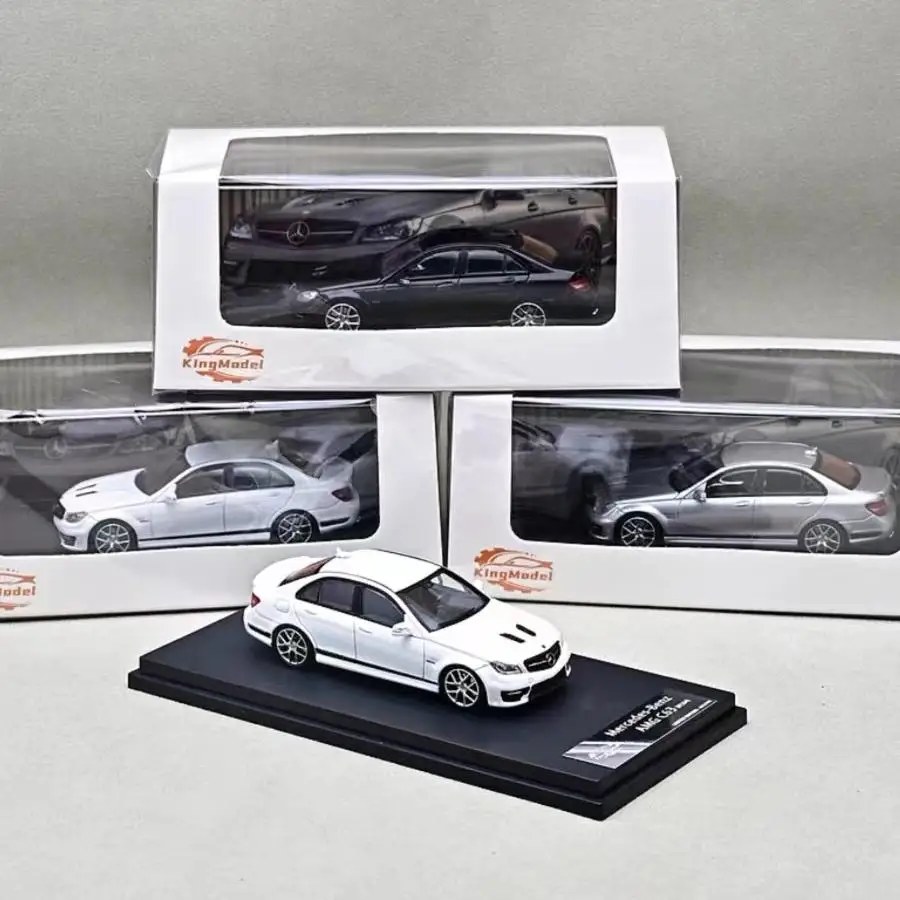 1:64 Mercedes-Benz AMG C63 W204 507 version alloy die cast static display car models, toy gifts for boys, room decorations.