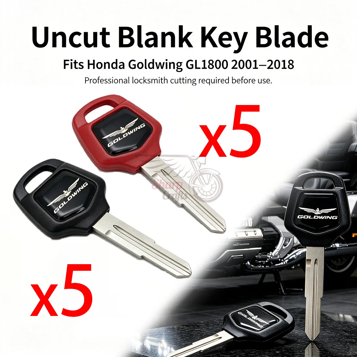 Motorcycle Accessories 10 pcs Blank Motorcycle Uncut Key Blade Replacement for Honda Goldwing GL1800 2001-2018
