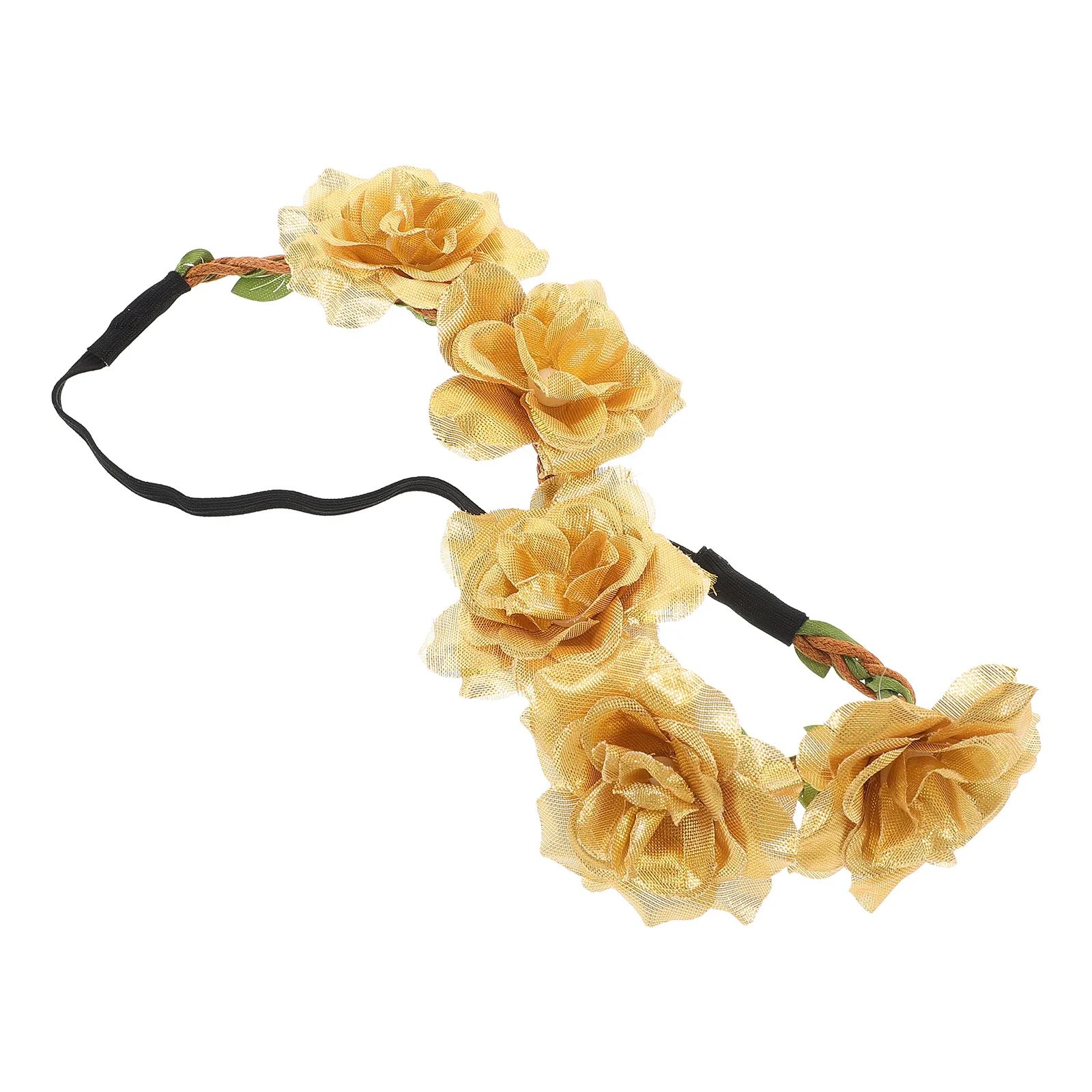 

Beach Hairband Rose Headdress Vacation Wreath Fashion Holiday Flower Hair Decor Hair Ornament for Girls Women (Gold)