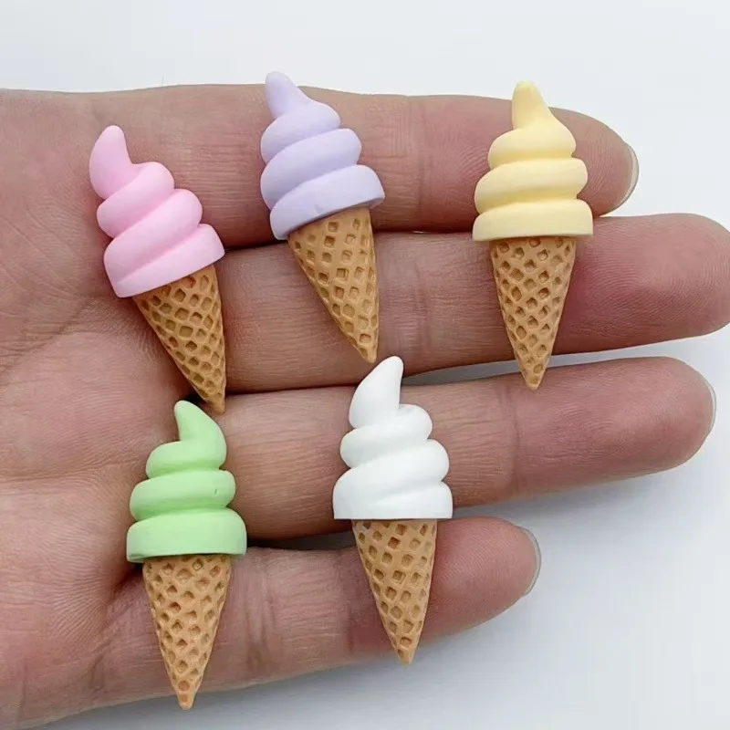 Lot de 10 décorations 3D en résine pour maison de poupée, imitation crème glacée, matériel de décoration, accessoires de bricolage pour bijoux et jouets alimentaires