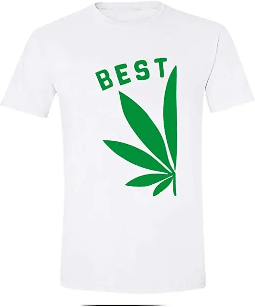 Print Tee Top Boyfriend Girlfriend Gift Best Buds Shirts Matching Couple Clothes His and Hers Outfits Marijuana Leaf Shirts