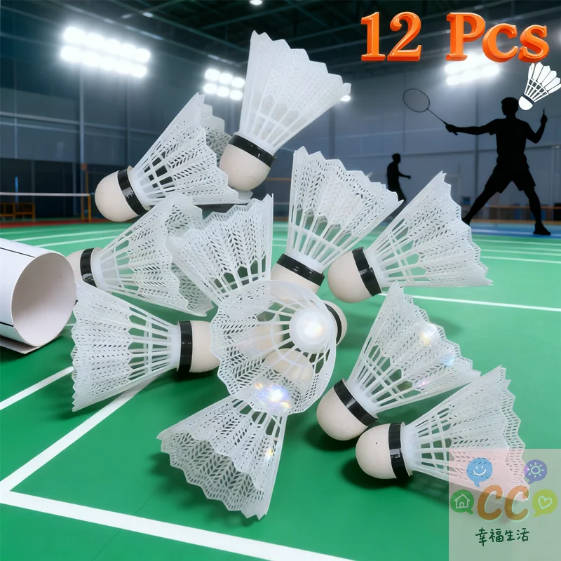 

Durable Training Badminton Balls 12 Pcs, White Plastic Shuttlecocks for Sport Practice, Match Quality Featherless Shuttlecocks