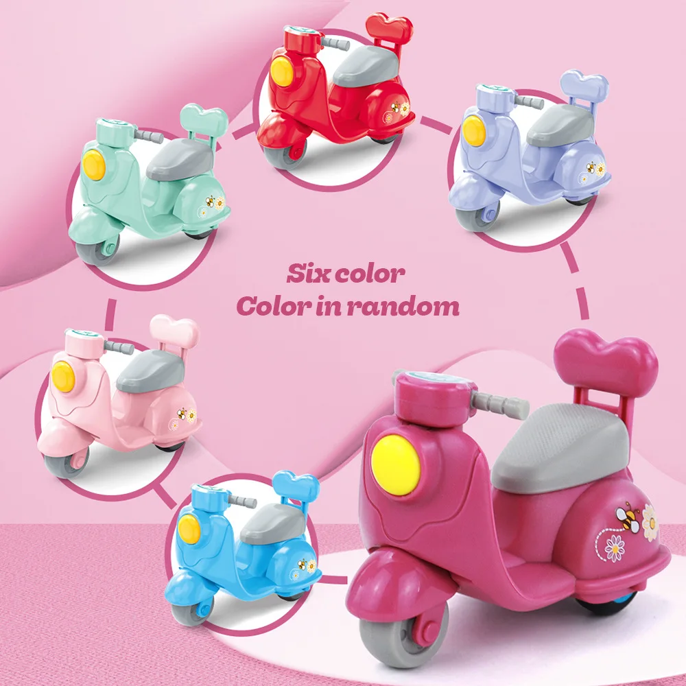 English Bulk Huili Moto Macaron Mini Children's Toy Car Model Fall Resistant Boys and Girls